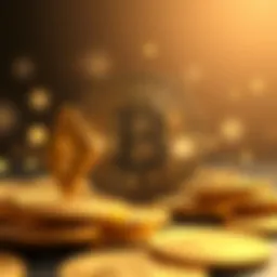 Visual representation of cryptocurrency symbols intertwined with a Roth IRA account illustration.