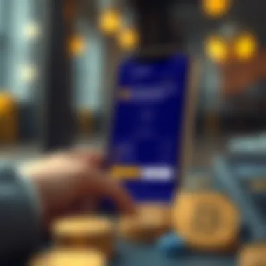 Illustration showcasing the Coinbase app interface