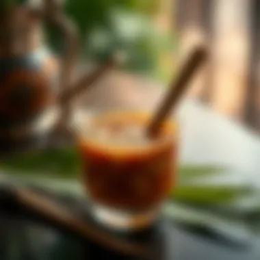 A close-up of kava drink in a traditional ceremonial cup