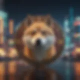 Digital representation of Shibu cryptocurrency against a futuristic backdrop.