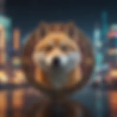 Digital representation of Shibu cryptocurrency against a futuristic backdrop.